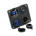 4 in 1 Charger Socket Panel, Dual USB Socket Charger 2.1A + Blue LED Voltmeter + 12V Power Outlet + on-off Toggle Switch, Four Functions Panel for Car Boat Mari